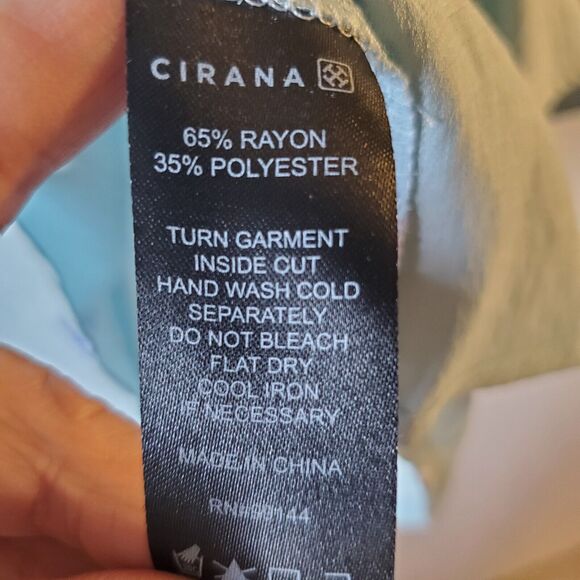 Cirana Button Up Top Womans XL Embrolidred Sky Blue Lace Insets - Picture 8 of 14